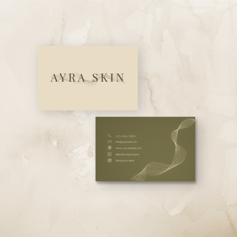 business card for skincare products brand